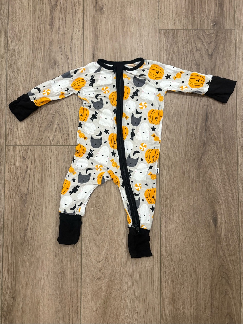 Halloween Pumpkin & Ghost Cotton One-Piece - Orange & Black